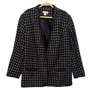 CJ Banks Black and White Patterned Blazer Women’s 3X